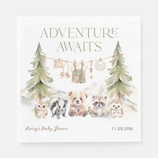 Wald-Abenteuer Oh-Junge-Baby-Party Serviette (Vorderseite)