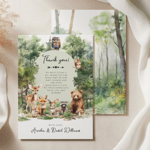 Wald-Abenteuer-Waldtiere-Baby-Party Dankeskarte