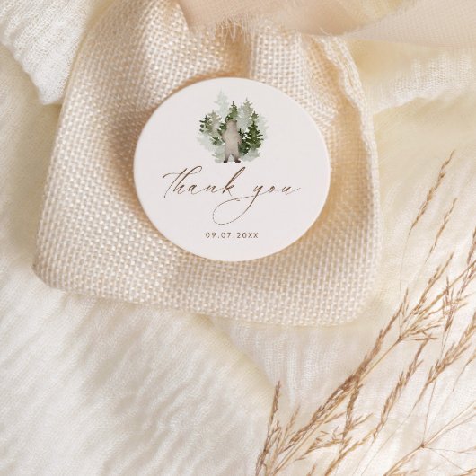 Wald-Adventure Gender Neutral-Baby-Dusche Runder Aufkleber