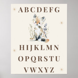 Wald Alphabet Kinderzimmer Druck Poster