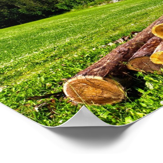 Wald am Berghang Lumberjack Camp Poster (Ecke)