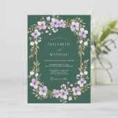 Wald-Amethyst-Reben-Hochzeit Einladung (Stehend Vorderseite)
