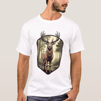 Wald-Anthem-Hirsch-Emblem T-Shirt