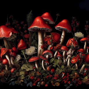 Wald aus rotem Pilz-Dekupierspapier Seidenpapier