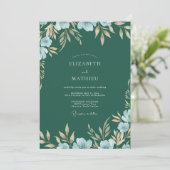Wald Azur Bemalte Hochzeit Einladung (Stehend Vorderseite)