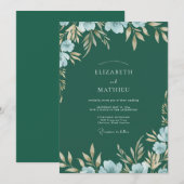 Wald Azur Bemalte Hochzeit Einladung (Vorne/Hinten)