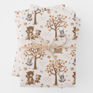 Wald-Baby-Bären Eichhörnchen Waschbär Baby Shower Geschenkpapier Set