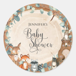 Wald-Baby-Party Klassischer runder Aufkleber