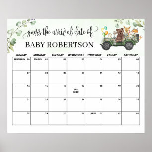 Wald-Baby-Party Vorhersage Termin Kalender Poster