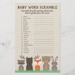 Wald-Baby-Party Wortverdrehung Spielkarten Flyer