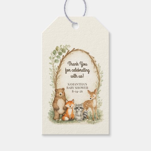 Wald-Baby-Shower-Geschenkanhänger Geschenkanhänger (Vorderseite)