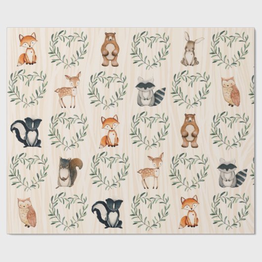 Wald-Baby-Tier Geschenkpapier (Flach)