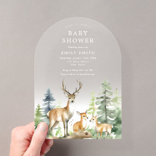 Wald-Babyparty Acryleinladungen