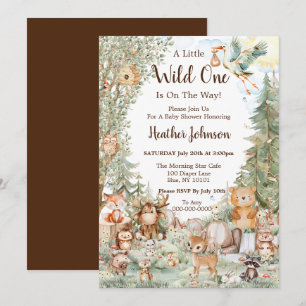 Wald-Babyparty in neutralem Stil Einladung