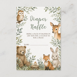 Wald-Babyparty-Windel-Raffelkarte Begleitkarte