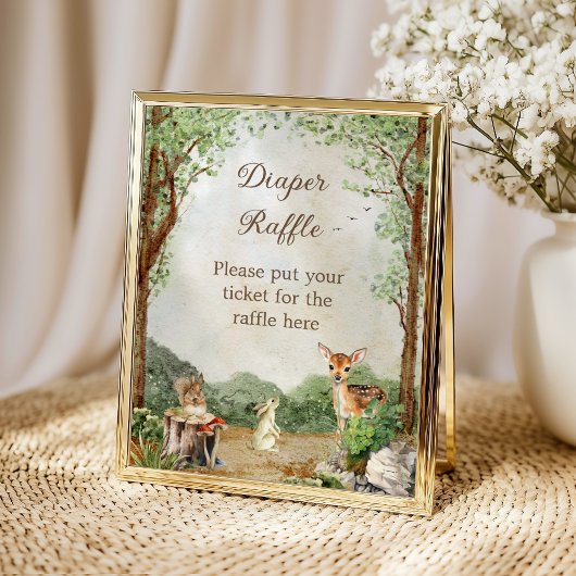 Wald-Babyparty-Windel-Raffle-Poster Poster