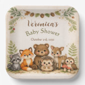 Wald-Babyshower Pappteller (Vorderseite)