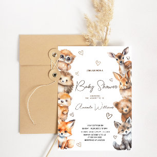 Wald-Babytierchen geschlechtsneutrale Babyparty Einladung