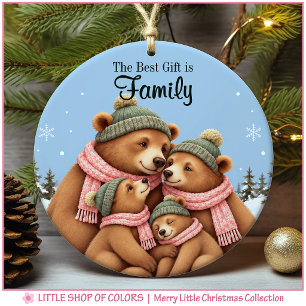Wald Bärenfamilie Personalisiertes Foto Weihnachte Keramik Ornament