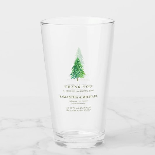 Wald Baum Blume Moderne Einfache Hochzeit Glas (Rückseite)