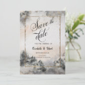Wald Baum Landschaft Hochzeit Save The Date (Stehend Vorderseite)