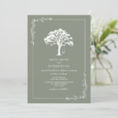 Wald Baum Schaukel Salbeigrüne Hochzeit  Einladung (Stehend Vorderseite)