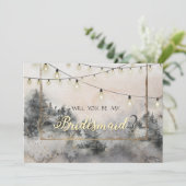 Wald Baum Wald Lichterkette Einladung (Stehend Vorderseite)