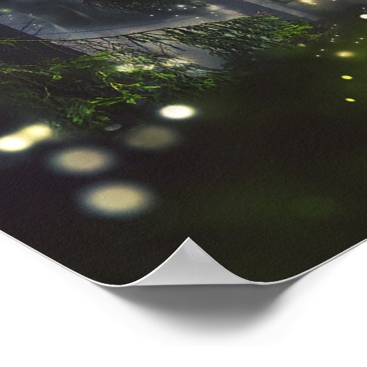 Wald, Bäume auf Waldlichtung, Dämmerung Poster (Ecke)