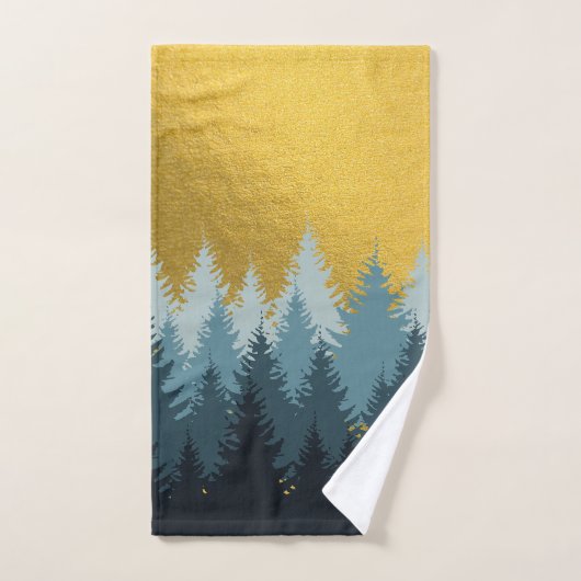 Wald Bäume Goldene Landschaft Badhandtuch Set (Handtuch)