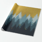 Wald Bäume Goldene Landschaft Geschenkpapier (Ungerollt)