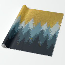 Wald Bäume Goldene Landschaft Geschenkpapier