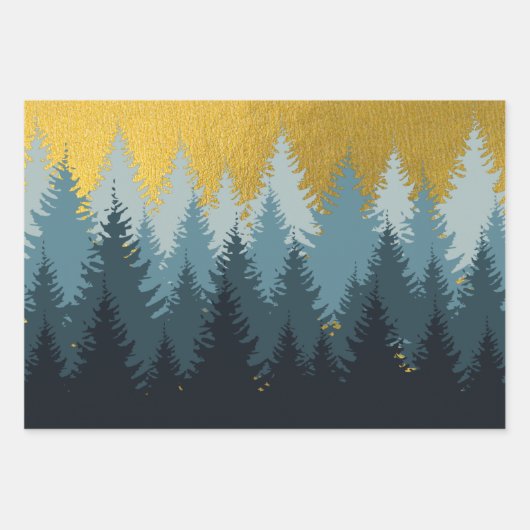 Wald Bäume Goldene Landschaft Geschenkpapier Set (Vorderseite 2)
