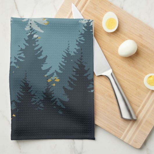 Wald Bäume Goldene Landschaft Geschirrtuch (Viertel Falte)