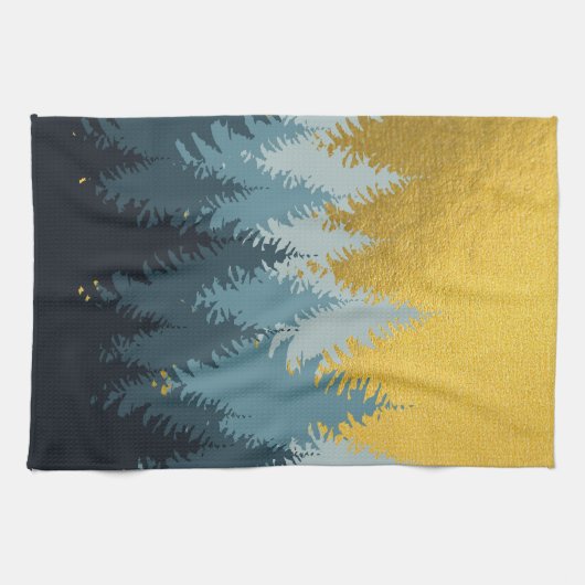 Wald Bäume Goldene Landschaft Geschirrtuch (Horizontal)