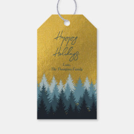 Wald Bäume Goldene Landschaft glücklich Ferien Geschenkanhänger