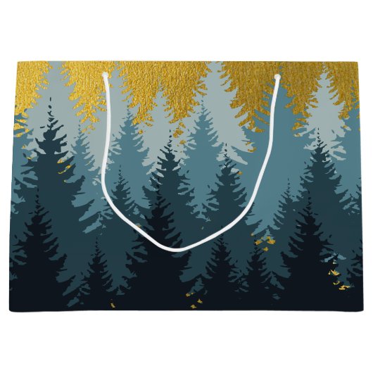 Wald Bäume Goldene Landschaft Große Geschenktüte (Vorderseite)