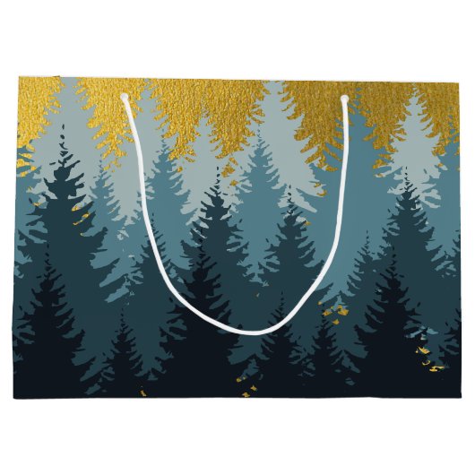 Wald Bäume Goldene Landschaft Große Geschenktüte (Rückseite)