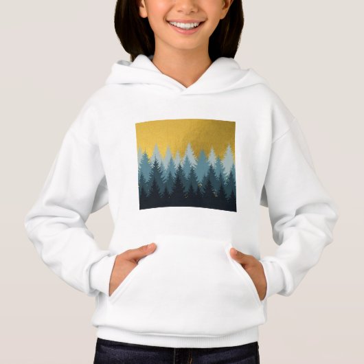 Wald Bäume Goldene Landschaft Hoodie (Vorderseite)