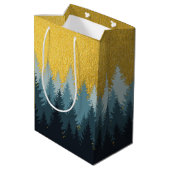 Wald Bäume Goldene Landschaft Mittlere Geschenktüte (Rückseite Schrägansicht)