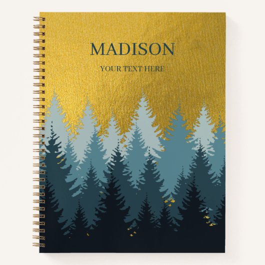 Wald Bäume Goldene Landschaft Notizblock (Vorderseite)
