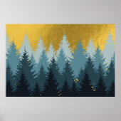 Wald Bäume Goldene Landschaft Poster (Vorne)