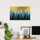 Wald Bäume Goldene Landschaft Poster (Heimbüro)