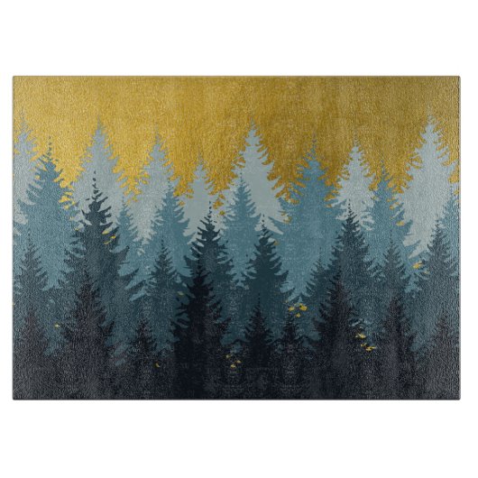 Wald Bäume Goldene Landschaft Schneidebrett (Vorderseite)