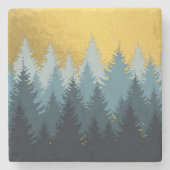 Wald Bäume Goldene Landschaft Steinuntersetzer (Vorderseite)