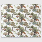Wald Bäume Hirsche Bären Vögel Geschenkpapier (Flach)