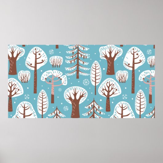 Wald, Bäume. Nahtloser Hintergrund. Winter Poster (Vorne)
