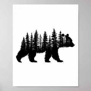 Wald Bäume Wildtiere Tier Retro Outdoor Natur Poster