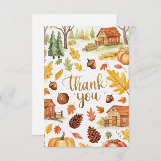 Wald bearbeitbarer Herbstfall Dankeskarte (Vorne/Hinten)