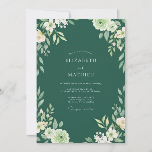 Wald bemalte Wildblumen-Hochzeit Einladung (Vorderseite)
