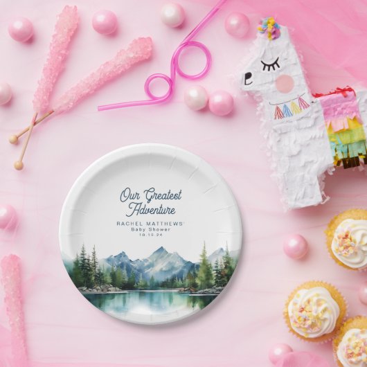 Wald Berg Rustikale Erlebnisdusche Pappteller (Party)